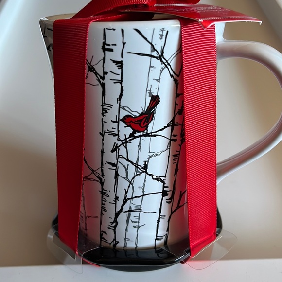Other - 🆕 cardinals & birch trees mug with coaster